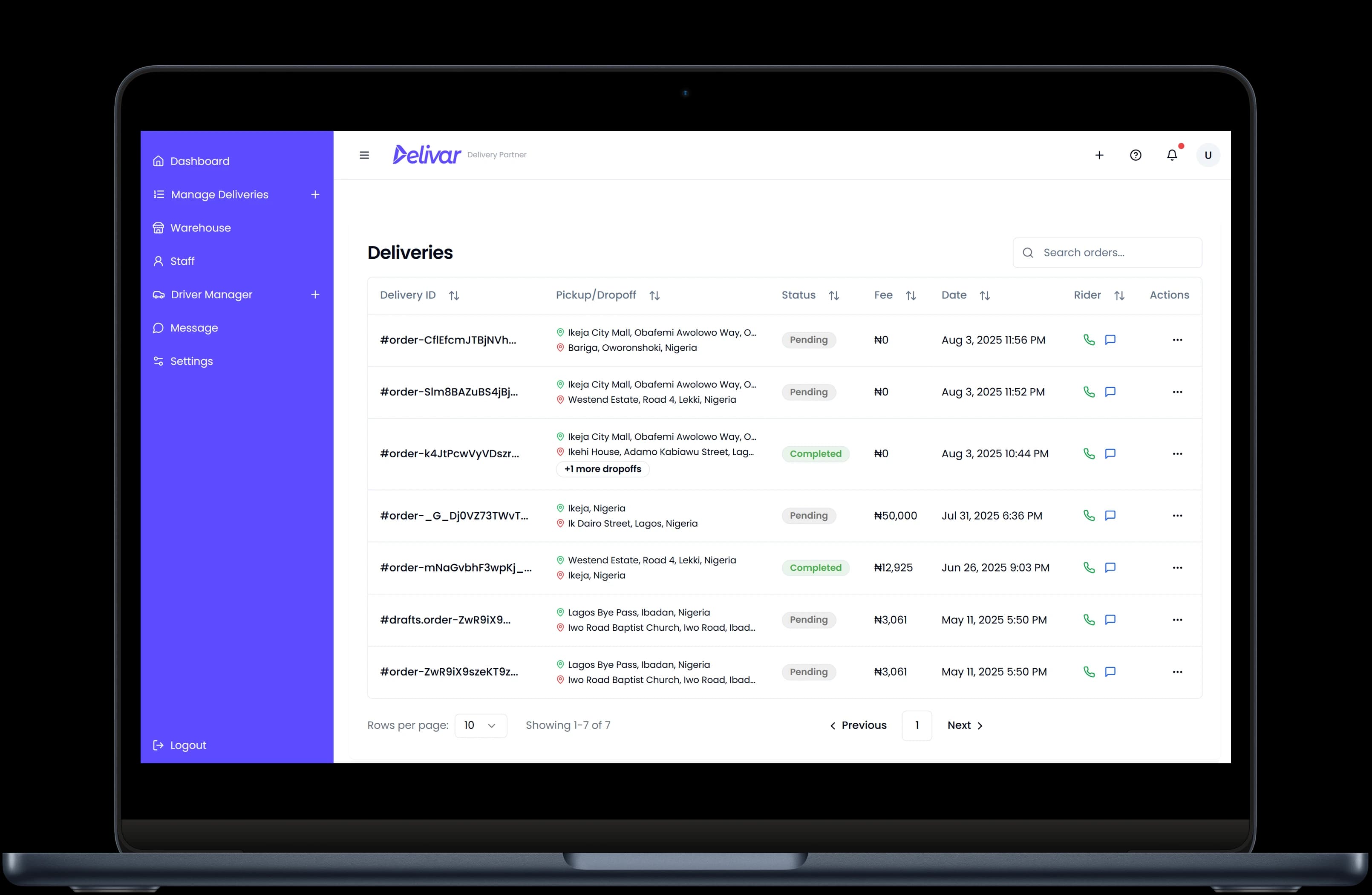 Delivar App Mockup